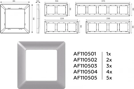 Рамка Ambrella Volt ALFA Line (Сталь матовый) 5-ая AF110505