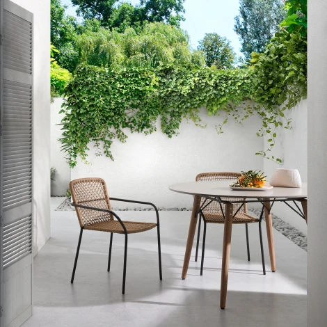 Стул уличный La Forma (ex Julia Grup) Ellen (Коричневый,Бежевый,Черный/ Сталь,Веревка)