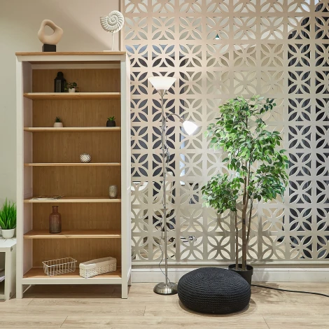 Торшер напольный Е27 и Е14, 2х60W. Серебристый/Белый Uniel UML-T520 E27+E14 SILVER/WHITE