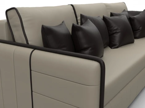 Диван угловой Лига-078 угол универсальный (ДСП/Пластик/Экокожа/Бежевый,Коричневый) Лига Диванов 130982