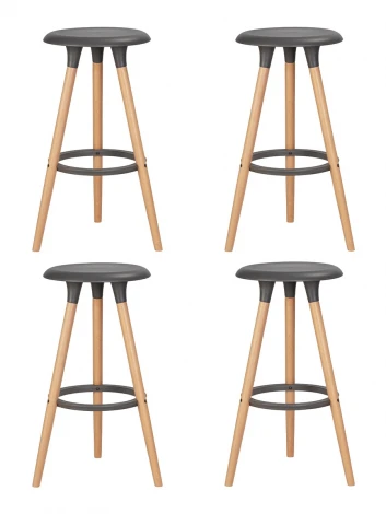Набор 4 шт табурет барный DOBRIN ROYCE (ножки светлый бук, цвет темно-серый (GR-04))