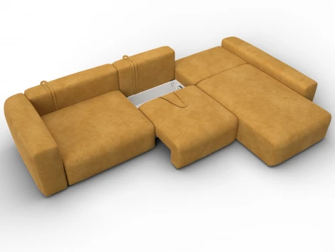 Диван угловой Лига-066 НПБ Лонг угол правый (ЛДСП,Фанера,Брус,Велюр/Желтый) Лига Диванов 131216
