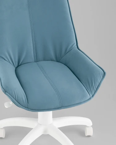Кресло офисное Осло велюр пыльно-синий, пластик белый TopChairs УТ000043350