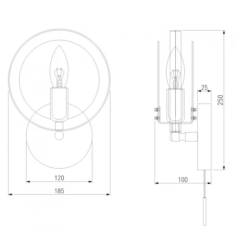 Бра Eurosvet Gallo 70121/1 черный (220V, выключатель, кольцо)