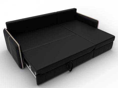 Диван угловой Лига-078 угол универсальный (ДСП/Пластик/Экокожа/Черный,Бежевый) Лига Диванов 130984