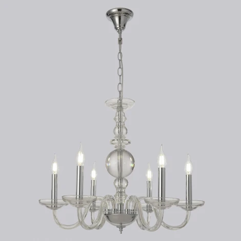 Подвесная люстра Crystal Lux ARABESQUE SP6 CHROME (220V, на цепи, подсвечник, свеча)