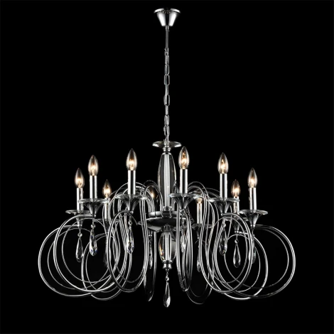 Подвесная люстра Lumion Laoka 8032/10 хром, металл/хрусталь Е14 10*40W 220V (подвески, на цепи, подсвечник, свеча)