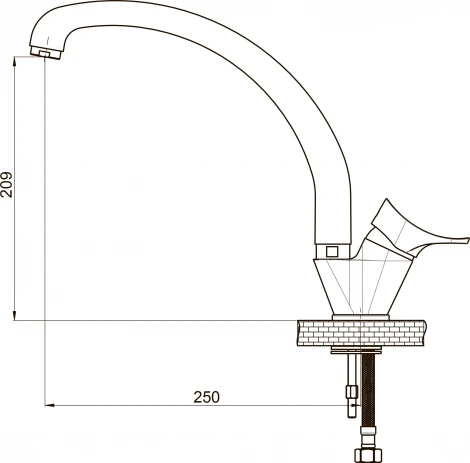 Смеситель GPD Florus MTE170 для кухонной мойки