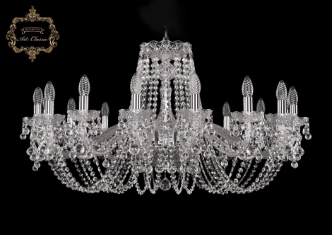 Подвесная большая люстра Art Classic 11.26 11.26.16.360.Cr.B (220V, хрусталь, на цепи, подсвечник, свеча)