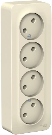 Розетка накладная четверная без заземления (молочный) Systeme Electric Blanca BLNRA000412