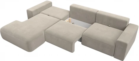 Диван угловой Лига-036 НПБ Классик Лонг левый угол (Бежевый/Микровельвет) Лига Диванов арт.121381L