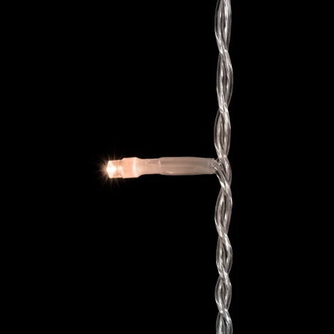 Гирлянда Бахрома 4,9 x 0,5 м Экстра Тепло-Белая с Мерцанием Белого Диода 220В, 240 LED, Провод Прозрачный ПВХ, IP54