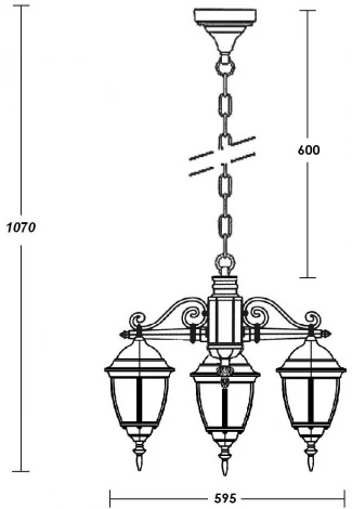 Уличный светильник подвесной Oasis Light ARSENAL S 91270S/3/02 Gb (220V, на цепи, фонарь, IP44)