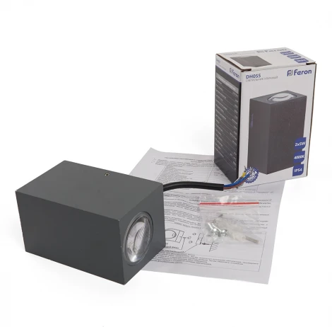 Архитектурная подсветка Feron Корфу 48488 DH055, 2*5W, 800Lm, 4000K, серый Бостон (LED, 220V, IP54)