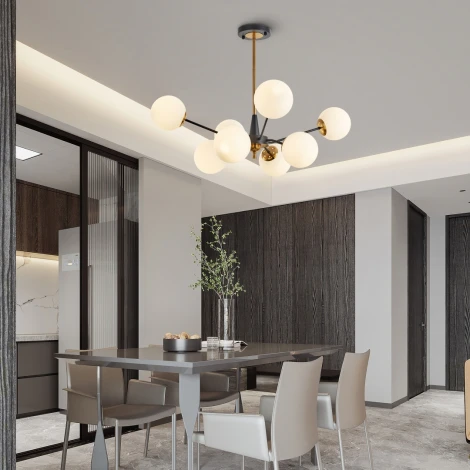 Потолочная люстра на штанге Arte Milano Neapolis-79808 279808/8 BK/GD (220V, шар)