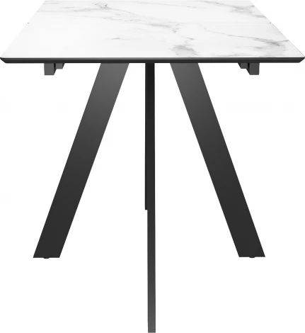 Стол DikLine DKD120, керамика 120(160)х80, мрамор белый матовый, опоры черные (2 уп.) арт.00-00075136