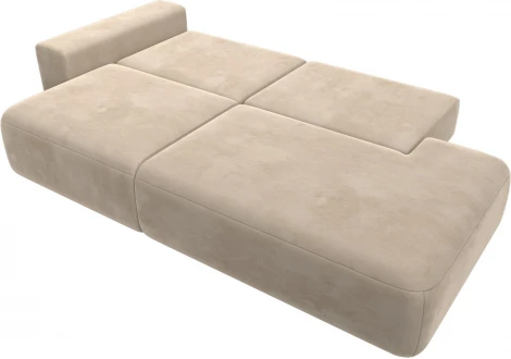 Диван прямой Лига-036 НПБ Модерн подлокотник слева (Бежевый/Велюр) Лига Диванов арт.121339L