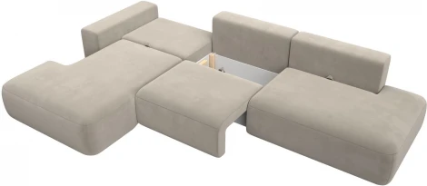 Диван угловой Лига-036 НПБ Модерн Лонг левый угол (Бежевый/Микровельвет) Лига Диванов арт.121415L