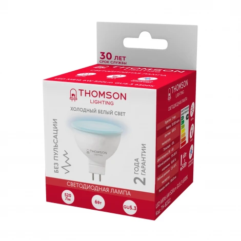 Лампочка светодиодная белая полусфера GU5.3 6W Thomson Mr16 TH-B2322