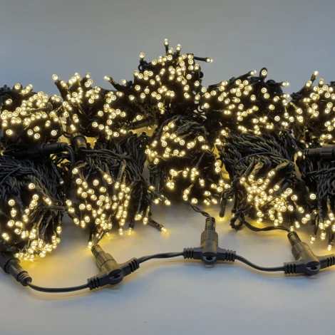 Комплект 5 тепло-белых нитей по 20м, 1000 LED, провод черный каучук 2,3мм, IP54 Laitcom ECO1000-11-1WW