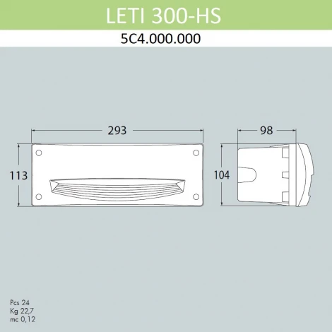 Светильник для подсветки лестниц встраиваемый Leti 300-HS 5C4.000.000.AYF1R (220V, IP66)