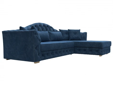 Диван угловой Артис правый угол (Брус,Рейка/Пластик/Велюр/Синий) Лига Диванов 128027