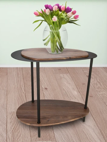 Стол журнальный МеталлАрт М036 коричневый дуб/черный Mebelik 009499