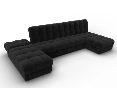 Диван П-образный Лига-116 НПБ (ДСП,ЛДСП,Велюр/Черный) Лига Диванов 137331