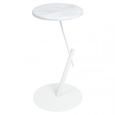 Стол приставной круглый МеталлАрт М015 белый мрамор/белый Mebelik 009508