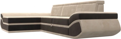 Диван угловой Лига-032 левый угол (Бежевый,Коричневый/Велюр) Лига Диванов арт.121643L