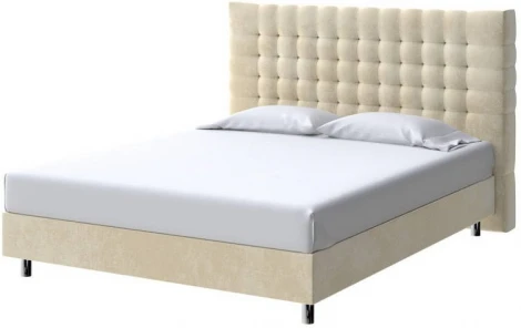 PROxSON Кровать Tallinn Boxspring Standart (Ткань: Велюр Лофти Лазурь) 200x200