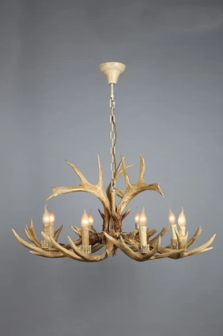 Подвесная люстра Omnilux Loureiro OML-52003-08 (220V, на цепи, подсвечник, свеча, рога)