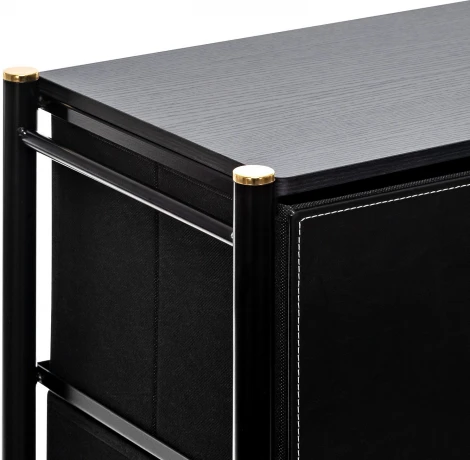 Комод Leset Нирита/Хайди, 5 ящиков, Черный (Сталь,Экокожа/Черный) арт.2500000209680