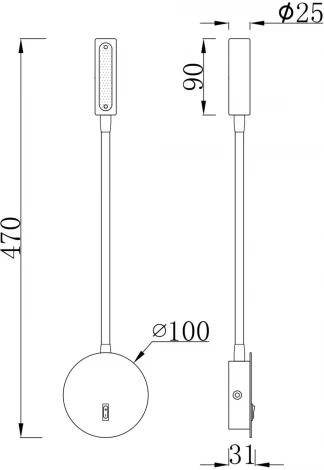 Настенный светильник на гибкой ножке (бра для чтения) Stem 3000К 3Вт IP 20 LED Maytoni Technical C035WL-L3MG3K (220V, выключатель)