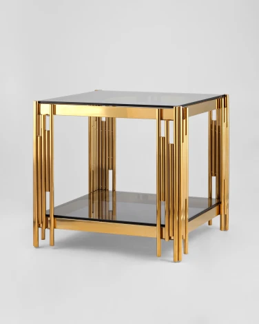 Журнальный столик Stool Group 55*55 ГЭТСБИ золото стекло smoke УТ000001971