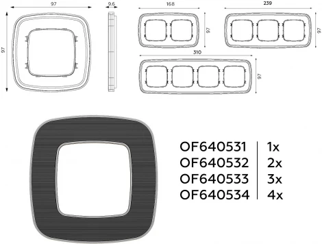 Рамка Ambrella Volt OMEGA Coint (Черный Стекло органическое/Сталь) 4-ая OF640534