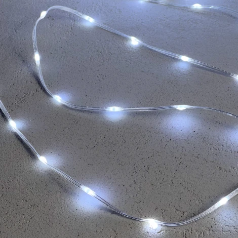 Гирлянда Роса Про 1м белая 24В, 10 LED, провод прозрачный ПВХ, IP65 Laitcom RPro10-1m-1W