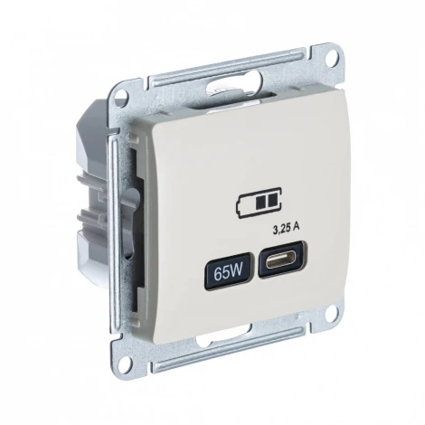 Розетка с быстрой зарядкой USB Type-C 65Вт (бежевый) Systeme Electric Glossa GSL000227
