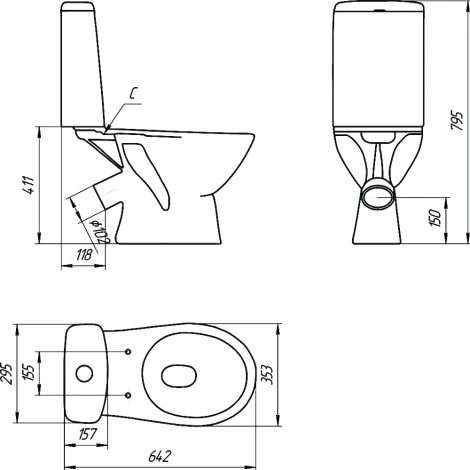 Унитаз-компакт Cersanit Just 031 3/6 TPL
