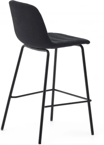 Полубарный стул Zunilda из черной синели и стали с матовой черной отделкой, высота сиденья 65 см. La Forma (ex Julia Grup) арт.166655