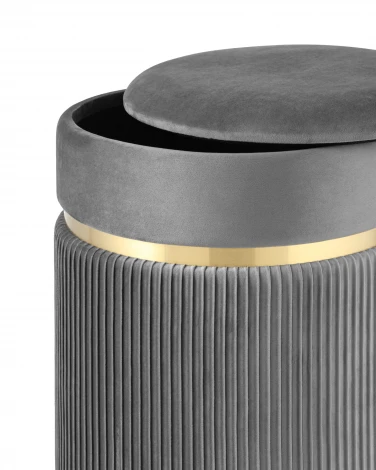 Пуф Миранда с ящиком серебро велюр серый УТ000036071