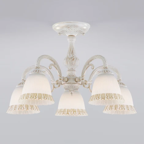 Потолочная люстра на штанге Eurosvet Campina 60107/5 белый с золотом (220V)