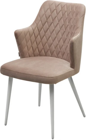 Стул M-City HERMAN БЕЖЕВЫЙ #5, велюр / белый каркас