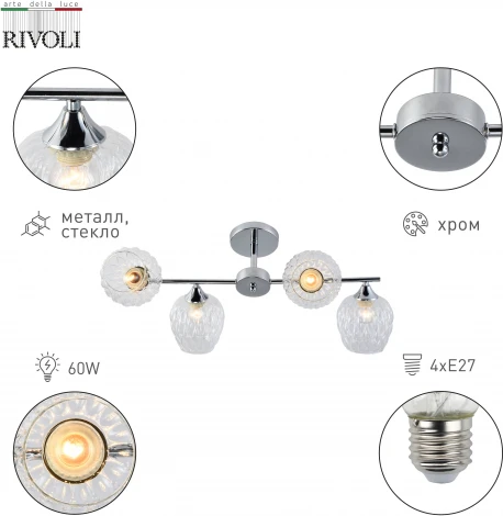 Потолочная люстра на штанге Rivoli Arlene 3139-304