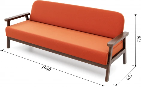 Диван Arsko прямой Флори Б орех велюр оранжевый