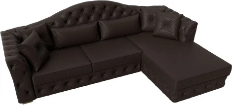 Диван угловой Артис правый угол (Коричневый/Экокожа) Лига Диванов арт.121635