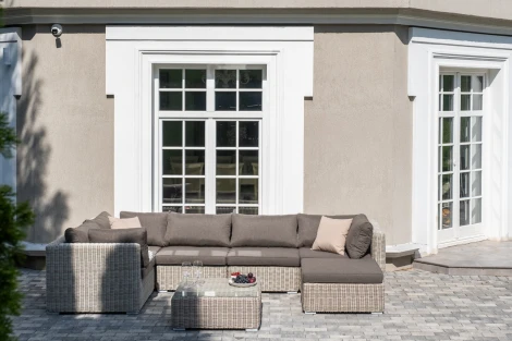 "Лунго" трансформирующаяся лаунж-зона из искусственного ротанга, цвет бежевый 4SIS арт.УТ-00002025