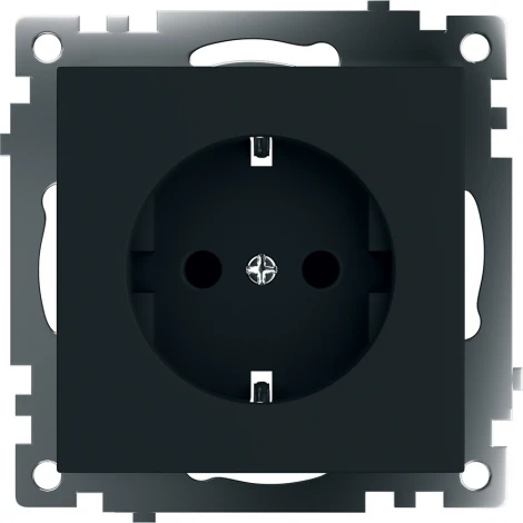 Розетка с заземлением и шторками (черный) Stekker Катрин 39610