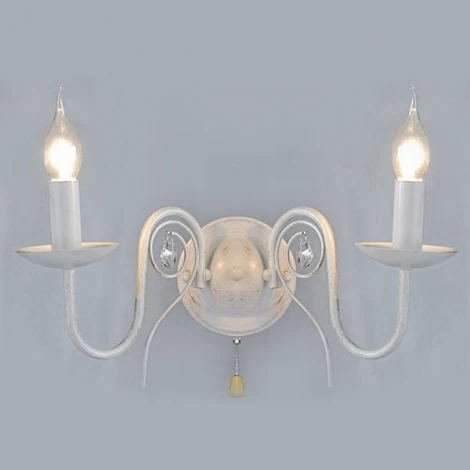 Бра Eurosvet Tomas 60018/2 белый с золотом (220V, выключатель, подсвечник, свеча)