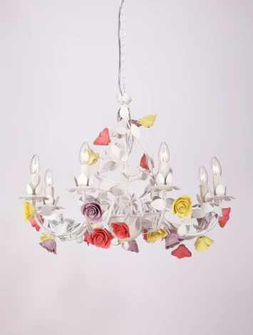 Подвесная люстра Fiori di rose 185.8 Lucia Tucci (220V, на цепи, подсвечник, свеча, цветы, ветки, розы)